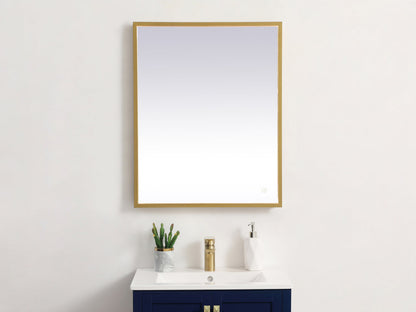 Pier 24x30 inch LED mirror with adjustable color temperature 3000K/4200K/6400K in brass