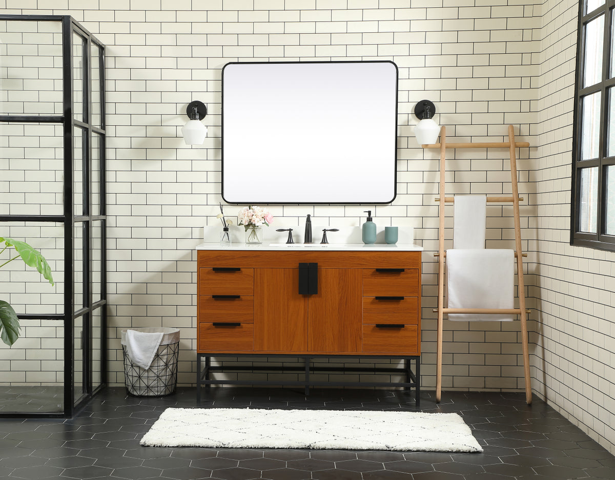 48 inch Single bathroom vanity in teak with backsplash