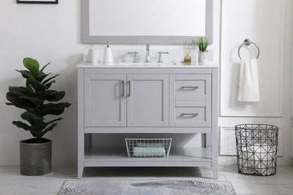 42 inch Single Bathroom Vanity in Grey with Backsplash