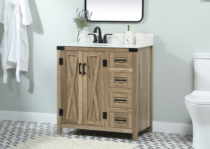 32 inch Single bathroom vanity in natural oak with backsplash