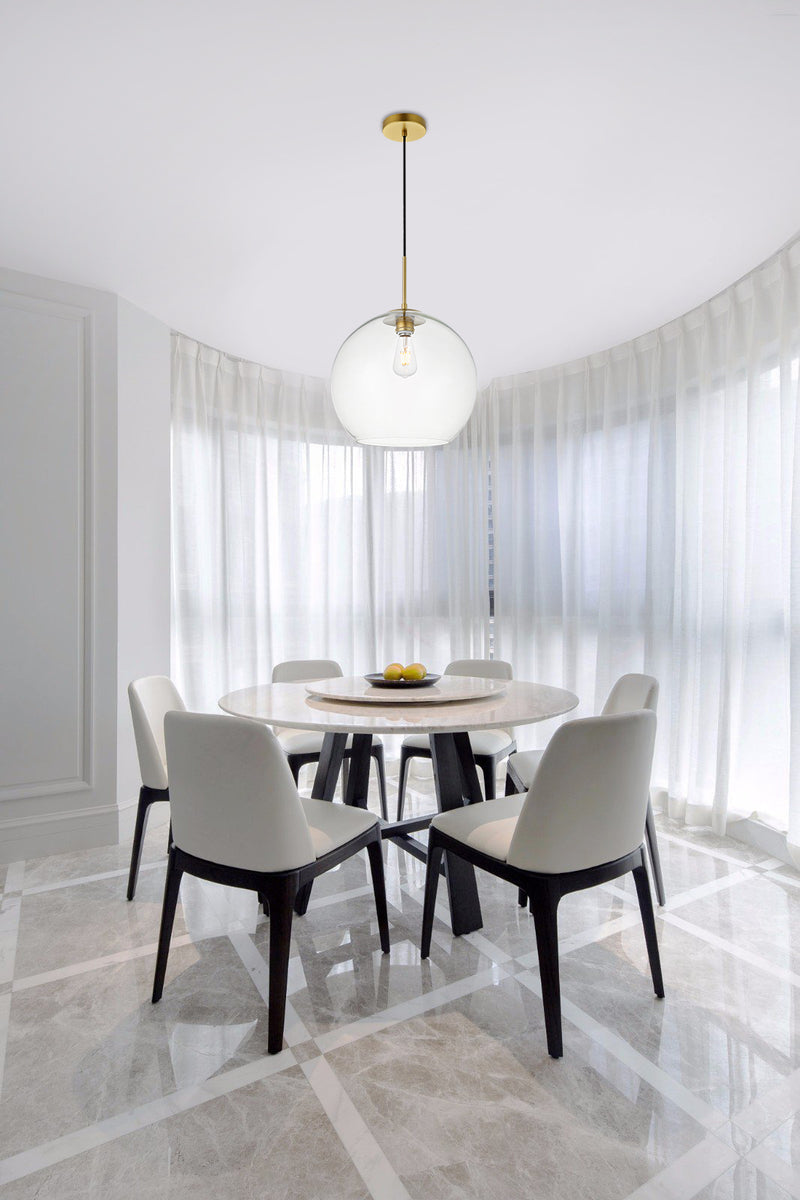 Baxter 1 Light Brass Pendant With Clear Glass