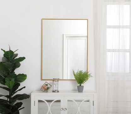 Metal frame rectangle mirror 27 inch in Brass