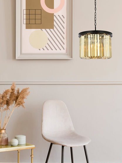 Sydney 6 light Matte Black Pendant Golden Teak (Smoky) Royal Cut Crystal