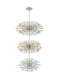 Vera 48 inch three tiers crystal starburst chandelier in chrome