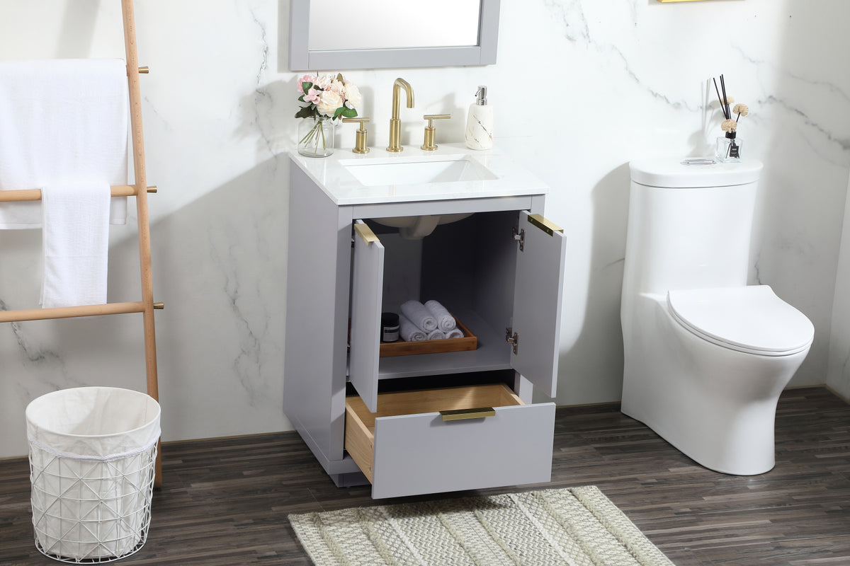 24 inch Single bathroom vanity in grey