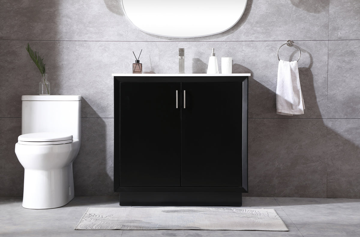 36 Inch SIngle Bathroom Vanity In Black