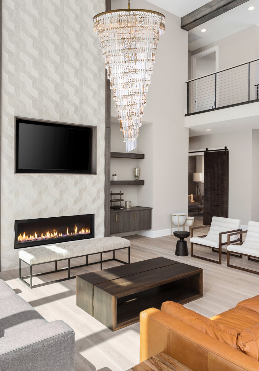 Sydney 48 inch spiral crystal chandelier in satin gold