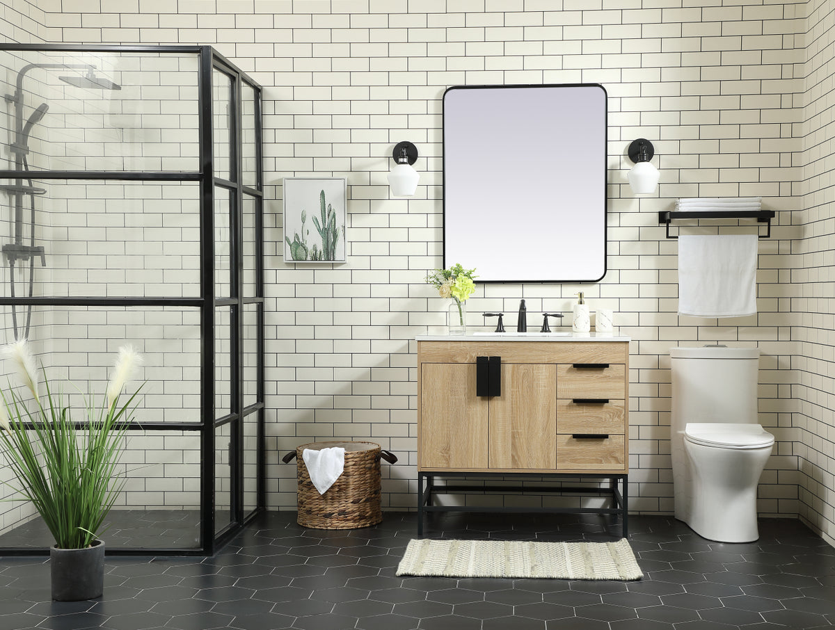 36 inch Single bathroom vanity in mango wood