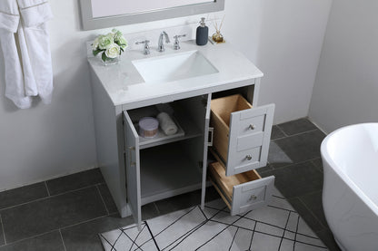 36 inch Single Bathroom Vanity in Grey with Backsplash