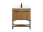 30 inch Single bathroom vanity in walnut brown with backsplash