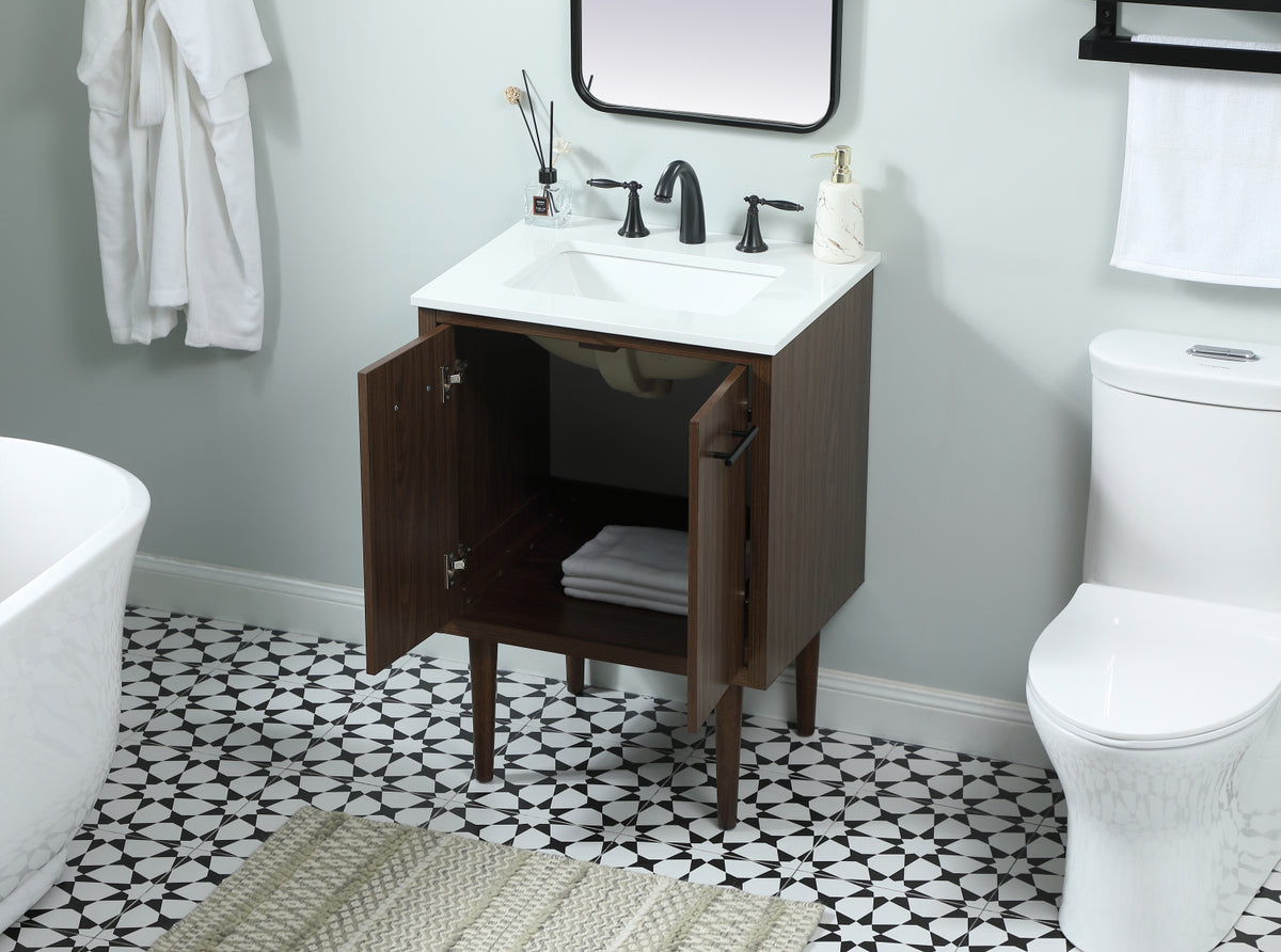 24 inch Single bathroom vanity in walnut