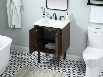 24 inch Single bathroom vanity in walnut