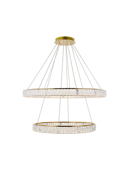 Monroe Integrated LED light Gold Chandelier Clear Royal Cut Crystal
