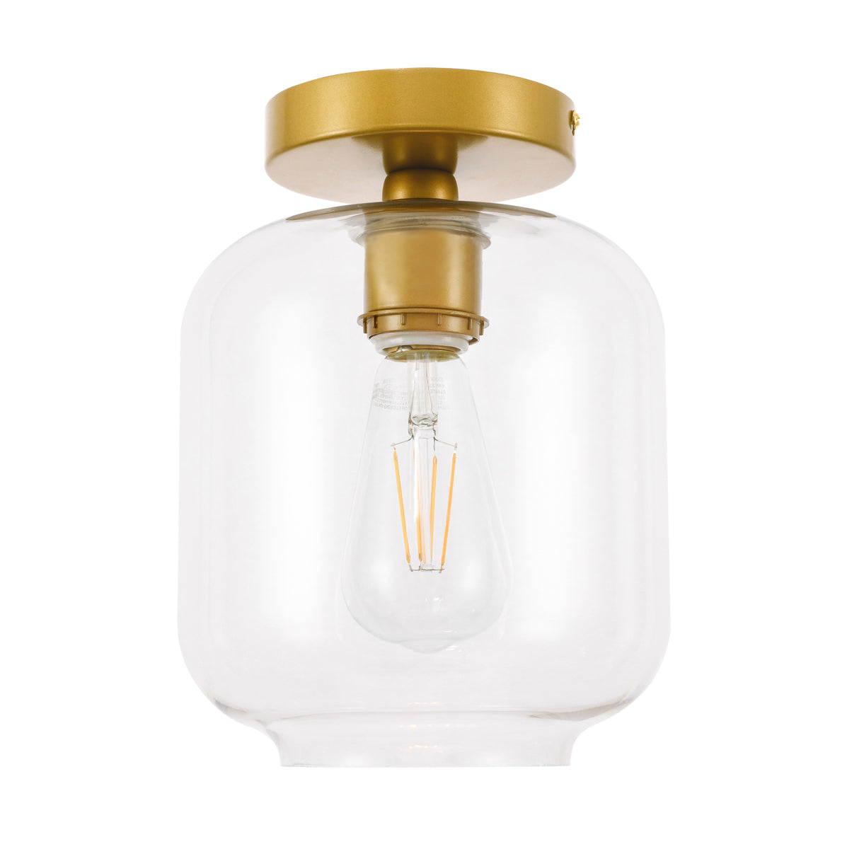 Collier 1 light Brass and Clear glass Flush mount