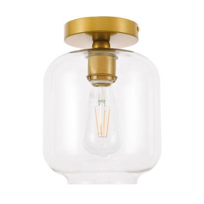 Collier 1 light Brass and Clear glass Flush mount