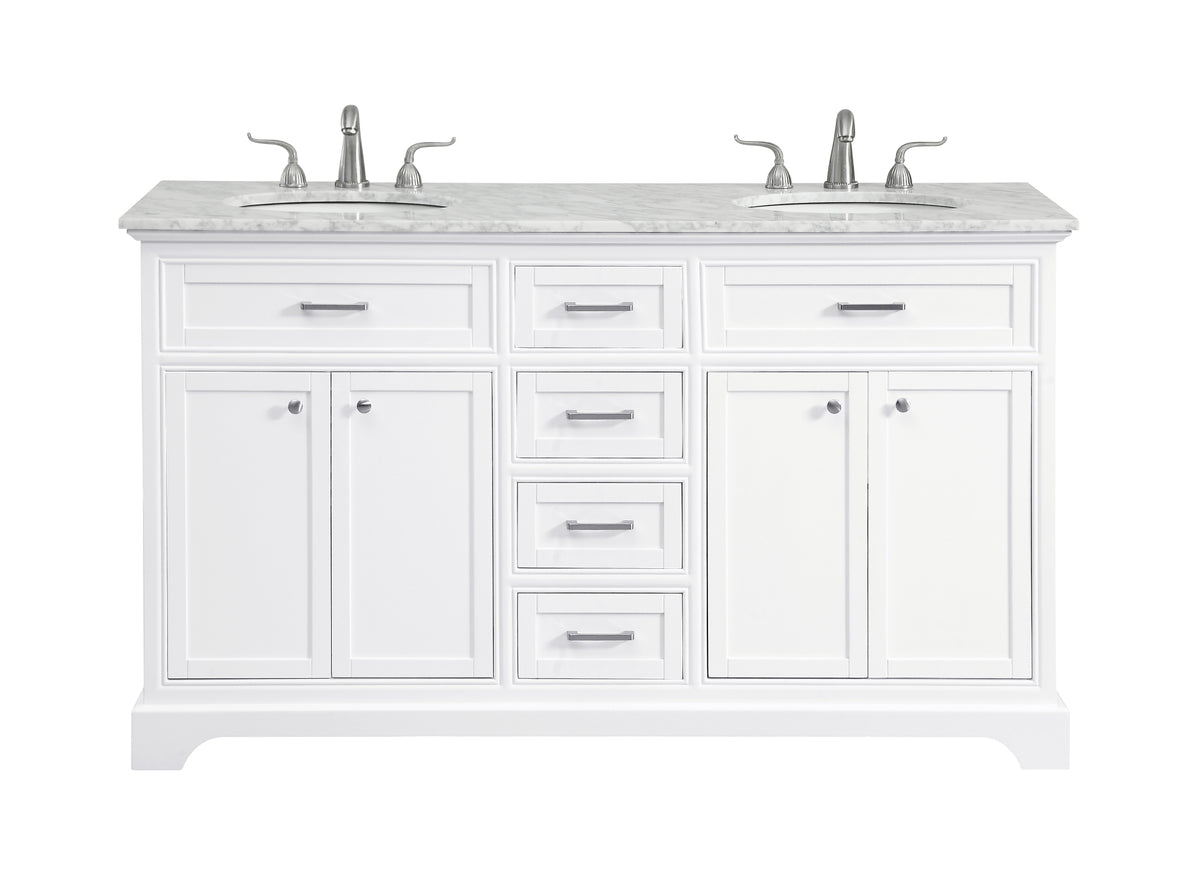 60 In. Double Bathroom Vanity Set In White