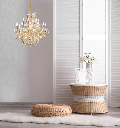 Maria Theresa 19 light Gold Chandelier Golden Teak (Smoky) Royal Cut Crystal