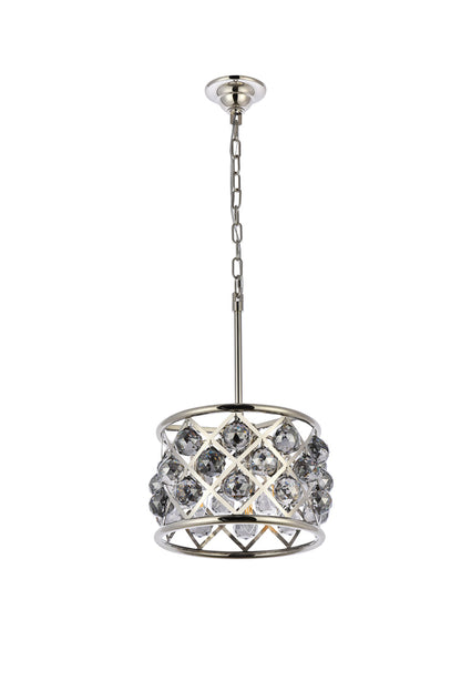 Madison 3 light polished Nickel Pendant Silver Shade (Grey) Royal Cut Crystal