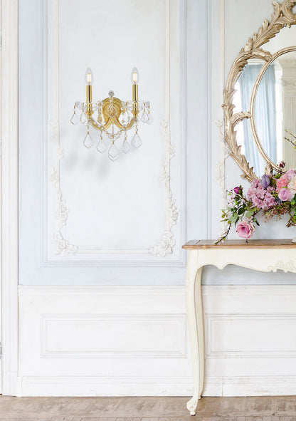Maria Theresa 2 light Gold Wall Sconce Clear Royal Cut Crystal