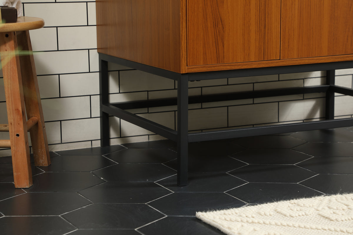 32 inch Single bathroom vanity in teak with backsplash