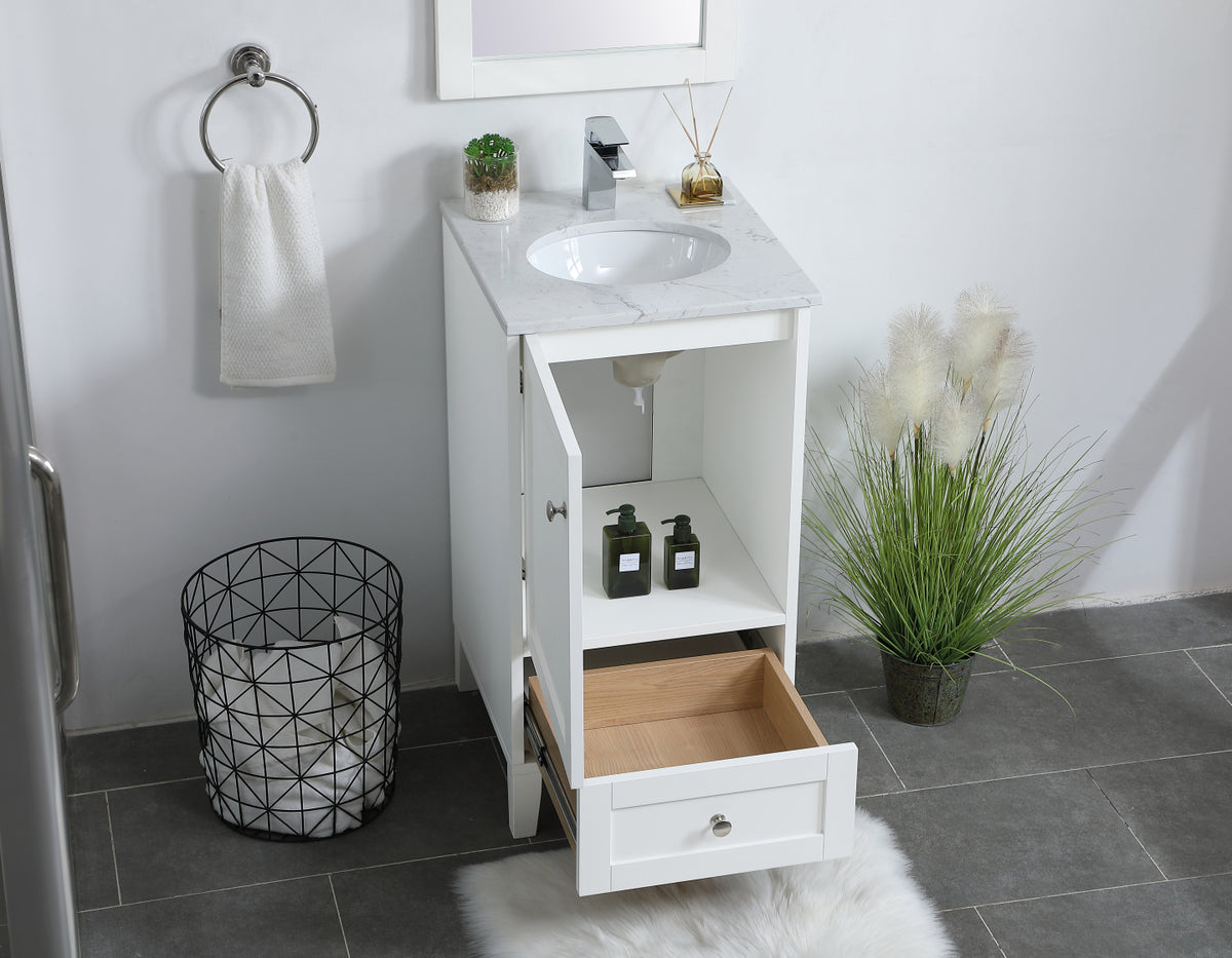 18 inch Single Bathroom Vanity in White