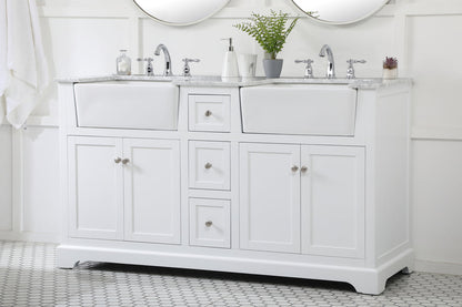 60 inch double bathroom vanity in white