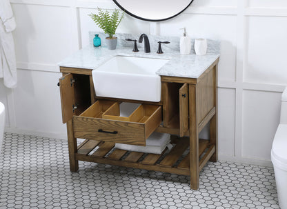 42 inch Single bathroom vanity in driftwood with backsplash