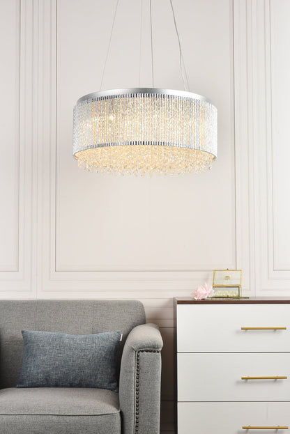 Influx 14 light Chrome Pendant Clear Royal Cut Crystal