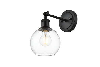 Kai 1 light Black and Clear Bath Sconce