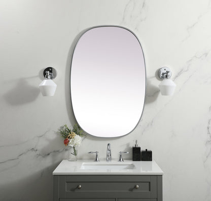 Metal Frame Oval Mirror 27x40 Inch in Silver