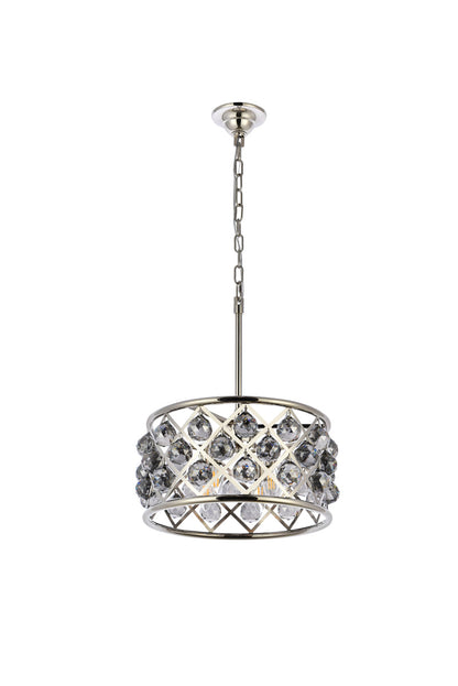 Madison 4 light polished Nickel Pendant Silver Shade (Grey) Royal Cut Crystal