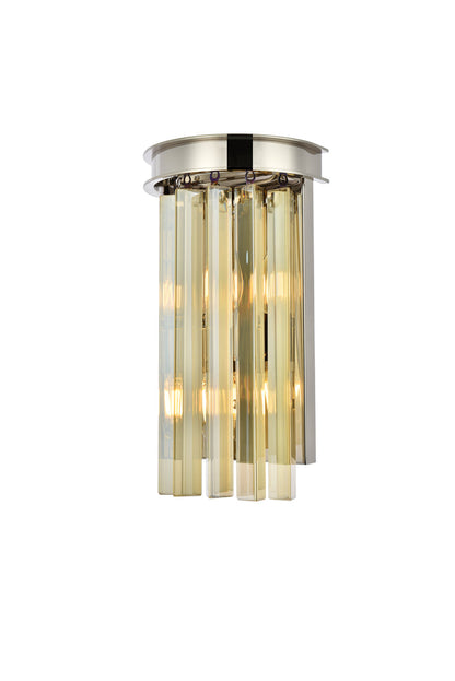 Sydney 2 light polished nickel Wall Sconce Golden Teak (Smoky) Royal Cut Crystal