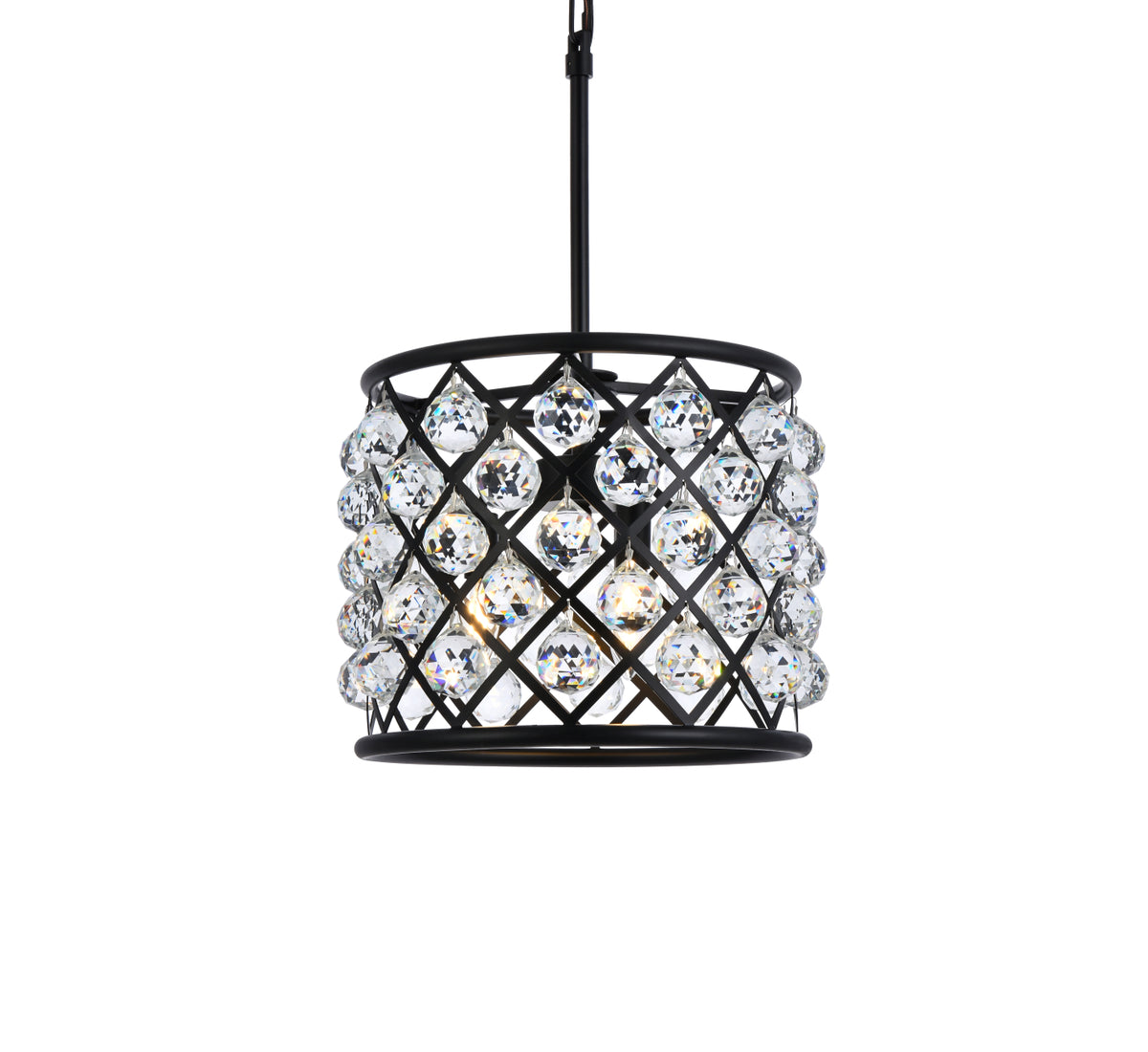 Madison 4 light Matte Black Pendant Clear Royal Cut Crystal