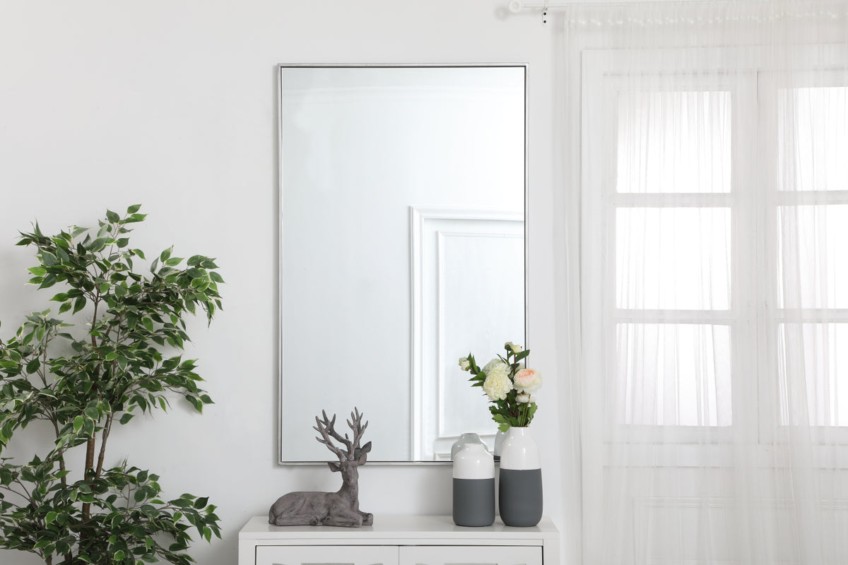 Metal frame rectangle mirror 30 inch in silver