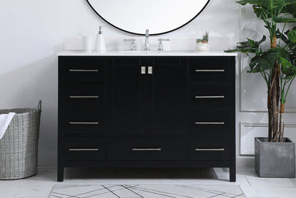 48 inch Single Bathroom Vanity in Black with Backsplash
