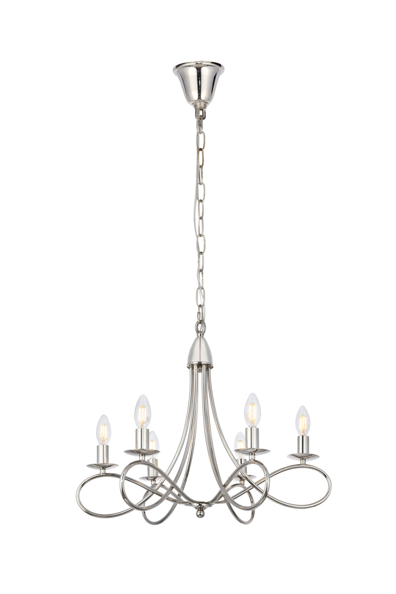Lyndon 6 light polished Nickel Pendant