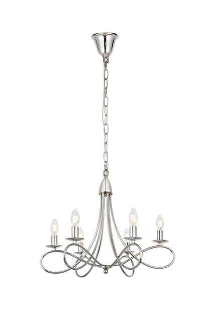 Lyndon 6 light polished Nickel Pendant