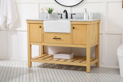 48 inch Single bathroom vanity in natural wood with backsplash