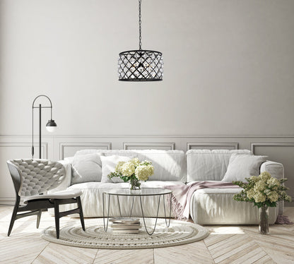 Madison 6 light Matte Black Pendant Clear Royal Cut Crystal