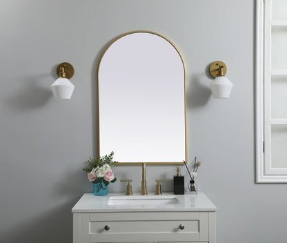 Metal Frame Arch Mirror 24x36 Inch in Brass