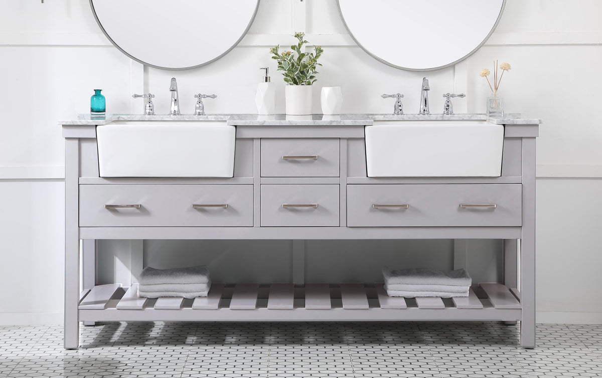 72 inch double bathroom vanity in grey