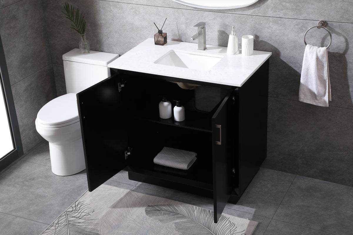 36 Inch SIngle Bathroom Vanity In Black