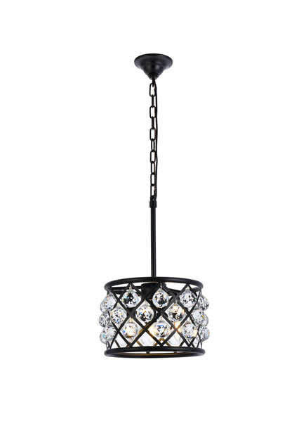 Madison 3 light Matte Black Pendant Clear Royal Cut Crystal