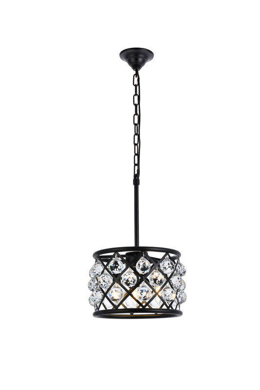 Madison 3 light Matte Black Pendant Clear Royal Cut Crystal