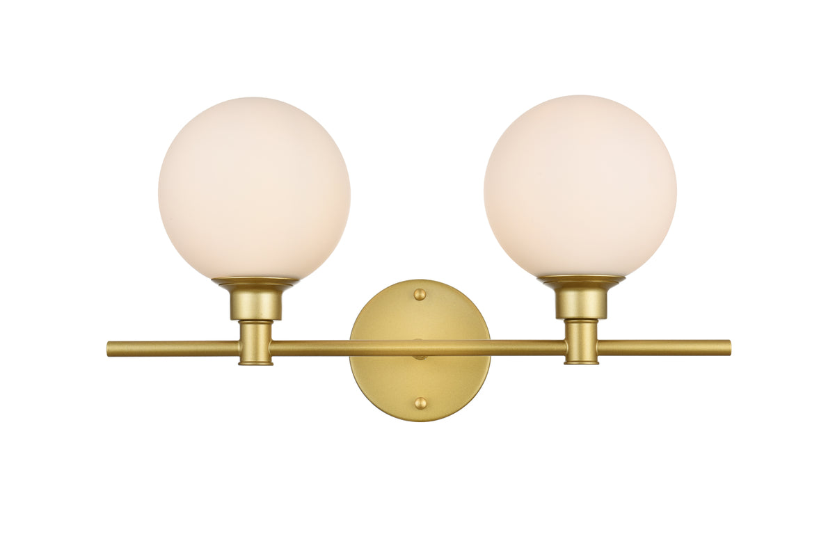 Cordelia 2 light Brass and frosted white Bath Sconce