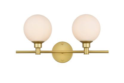 Cordelia 2 light Brass and frosted white Bath Sconce