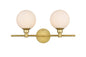 Cordelia 2 light Brass and frosted white Bath Sconce