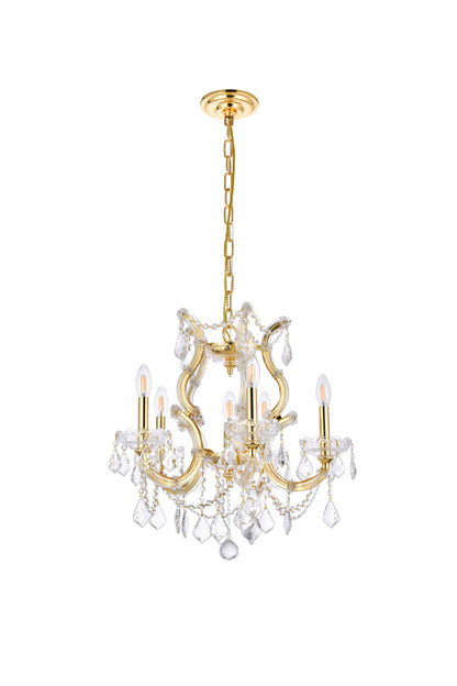 Maria Theresa 6 light Gold Pendant Clear Royal Cut Crystal