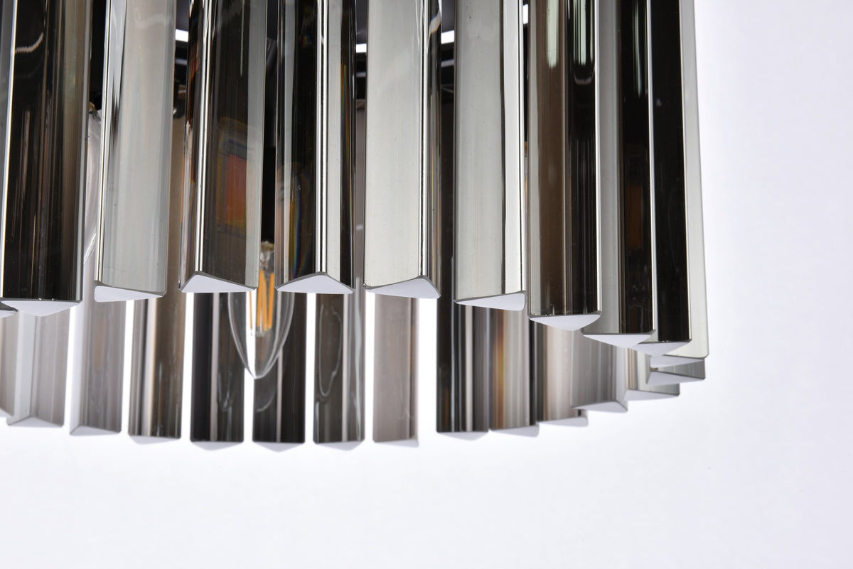 Sydney 3 light Matte Black Pendant Silver Shade (Grey) Royal Cut Crystal