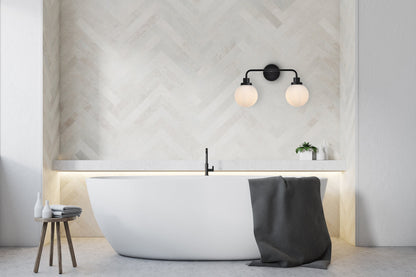 Hanson 2 lights bath sconce in black with frosted shade